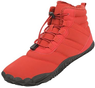 Barefoot Shoes Women's Winter, Extremely Comfortable, Wide Toe Boxing Shoes, Warm Lined, Winter Shoes Men's Waterproof, Outdoor Winter Boots, Short Boots, Non-Slip Snow Boots, Unisex Hiking Boots, red