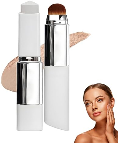 Reccisokz Stick de base 2 en 1 adaptable al color con pincel | Maquillaje en barra de cobertura ligera y humectante | Cobertura media a completa | Para un tono de piel natural (Piel oscura)