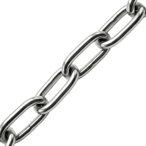 Lumonic 2m Kette V4A Edelstahl | 5mm | Langgliedrig | Rostfrei + Seewasserfest | Regenkette, Blumenampel, Absperrkette