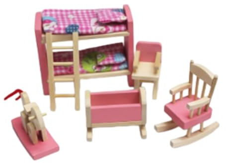 Generic Sovrumsmöbler för Barn Leksaker Set med Våningssäng Gungstol för Rollspel och Utveckling (Våningssäng 0,57 Lb)