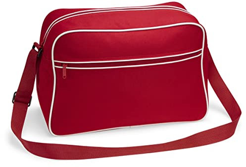 BagBase Retro Shoulder Bag, Classic Red / White, ca. 40 x 28 x 18 cm