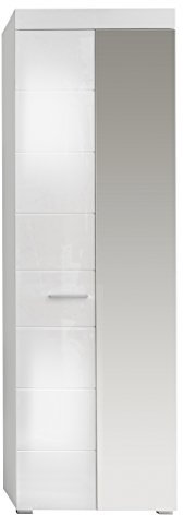 trendteam smart living - Amanda - Garderobenschrank - Weiß/Weiß Hochglanz - ausziehbare Kleiderstange - (BxHxT) 62 x 195 x 38 cm