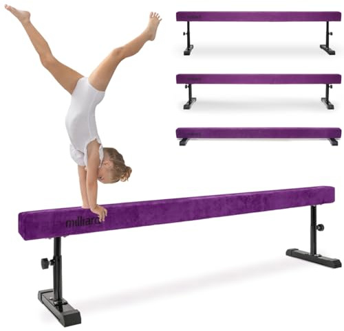 Milliard Patented Adjustable Balance Beam, High and Low (8 Feet) Floor Beam Suede Gymnastics Competition Style Training with Legs