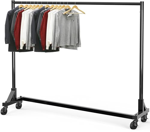 Simple Houseware Industrial Grade Z-Base Garment Rack, 500lb Load with 63 Inches Extra Long Bar, Black