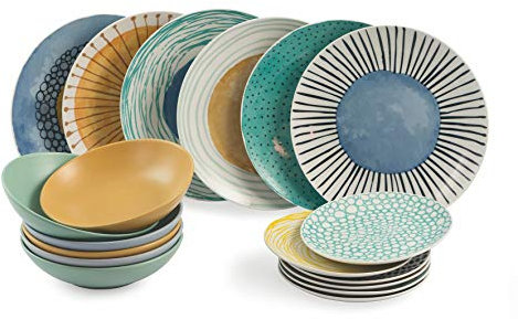 Villa d'Este Home Tivoli 2195378 Marea - Mesa de 18 piezas, porcelana + gres