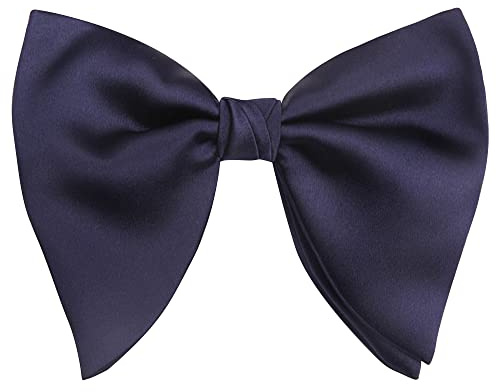 WANYING Papillon Oversize da Uomo Papillon Fiocco Grandi Già Legato con Chiusura a Gancio Pre-annodato Regolabile - Tinta Unita Blu scuro