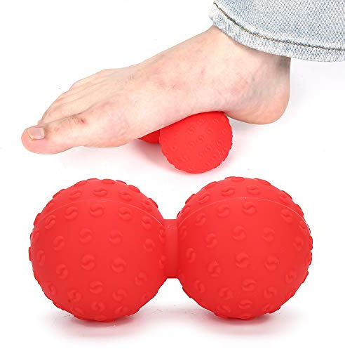 Balle de massage double pour le yoga, la gym, le massage, durable, portable, double pour les épaules, le cou (rouge)
