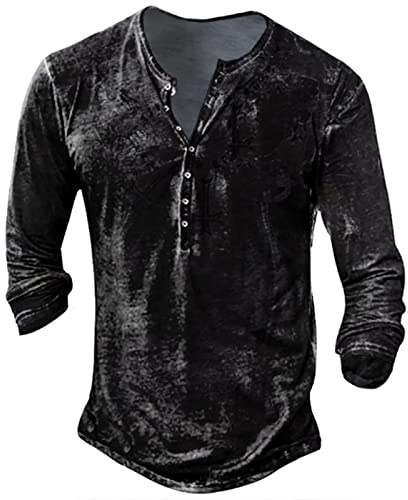 Deguisement Halloween Homme Chemise Homme Manches Longues Col Mao Tee Shirt Homme Vintage Assassin Creed Viking Gothique Steampunk Pirate Medieval Pas Cher Sweat Hauts Militaire Veste Noir M