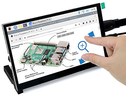 FREENOVE 7 Inch HDMI Touchscreen Monitor for Raspberry Pi 5 4 Jetson Nano PC (No Shell), 1024x600 Pixel IPS Display, 5-Point Touch Capacitive Screen