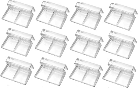 Vokowin 12 Pcs Aquariums Fish Tank Acrylic Clips Aquarium Fish Tank Glass Cover Clip, Multifunctional Universal Lid Clips for Rimless Aquariums 5 Mm (K74-12)