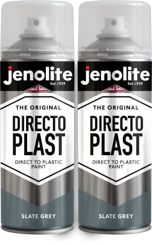 JENOLITE Directoplast Gloss Spray Paint - Slate Grey, 2x400ml, Multi-Surface, No Primer Required, RAL 7031