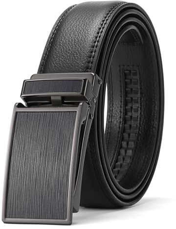 SENDEFN Cinturones Hombre, Cinturón Hombre Cuero con Hebilla Automática, Cinturones para Hombre para Pantalones Formales Vestir Traje, Ancho 35MM-Tamaño Ajustable, con Caja de Regalo