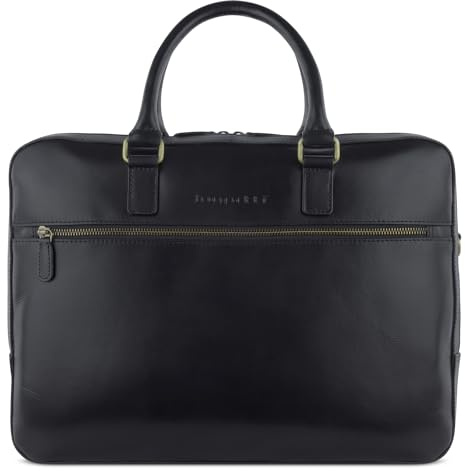 bugatti Remo große Aktentasche 15 Zoll, Businesstasche aus Leder, Arbeitstasche in schwarz