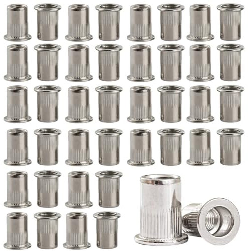 OUDQFCJ 50pcs Tuercas Remachables M6 Tuercas De Cabeza Plana Aleación De Aluminio Remaches Roscados Para Fijar Muebles Decoraciones Artesanías