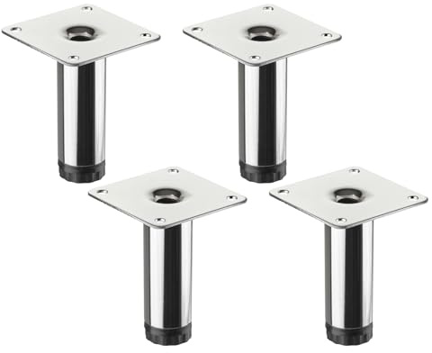 4 piedini per mobili SOTECH LIMA Altezza 80 mm, Ø 25 mm Regolabili in altezza 10 mm cromo lucido Piedini per vetrine Piedini per zoccoli Piedini per mobili