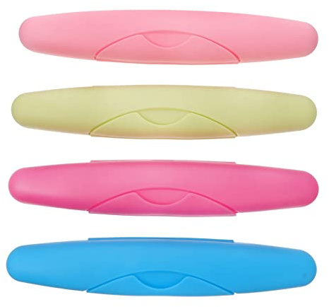 TOBBOMEY 4pièces Étui Brosse Dent Portable Couleur Bonbon Antibactérien Coffret Rigide Imperméable pour Voyage Camping Et Quotidien