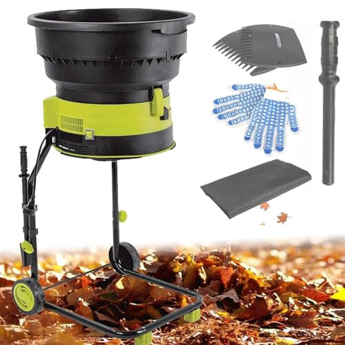 Broyeur de jardin sans lame, broyeur de compost électrique silencieux, broyeur jusqu'à 45 mm, vitesse de 8 000 tr/min, lames en acier réversibles avec sac de collecte amovible pour débris ,30cm
