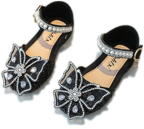 VTASQ Chaussures de Princesse pour Filles avec Paillettes Chaussures Élégant Reine Chaussures de Déguisement Scintillantes pour Fêtes et Noël Anniversaire Carnaval Cosplay Noir EU27