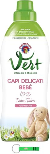 12 X CHANTECLAIR VERT detersivo liquido Capi Delicati Bebè Dolce Talco – Detersivo igienico per capi delicati – 750 ml + portachiavi Beni Culinari
