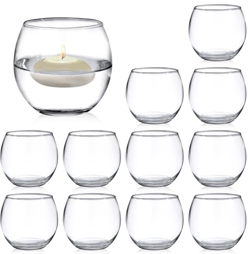 Set of 12 Clear Glass Tealight Candle Holder, 2.6'' H x 3.1'' W, Round Votive Candle Holders Bulk, Small Bowl Candle Holder for Wedding Table Centerpiece Home Décor