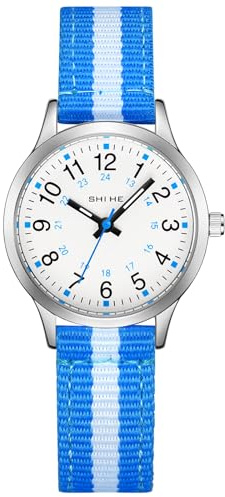 CIVO Montre Enfant Fille Garcon 5-14 Ans: Analogique Cadran Facile à Lire avec Grands Chiffres - Montre d'apprentissage Étanche Bracelet en Nylon - Cadeaux d'anniversaire pour Enfants