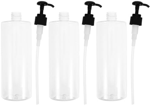 Angoily 3PCS 500ml Round Shoulder Press Pump Bottles for Shower Gel and Hand Soap, Refillable Subpackaging Containers with Black Pump Head, Suitable for Home and Bathroom Use