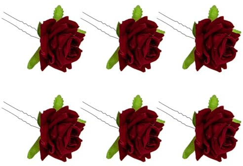 Mipcase 6 Pezzi Forcine per Chioma a Forma di Rosa Rosse Forcella a U Vintage per Donna Accessori Copricapo da Sposa Eleganti per Matrimoni e Cerimonie Adatte a Chioma Medi e Lunghi
