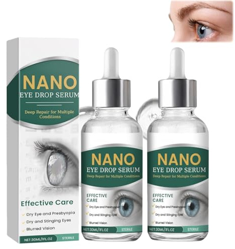 Nano Eye Drop Serum,Eyes Drops For Dry Eyes,Eye-Drops With Hyaluronic Acid For Humans,Soothing Relief Eyedrops,Suitable For Presbyopia,30ML(2PCS)