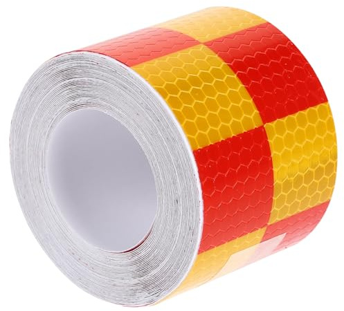 LIGIGWASH Ruban Réfléchissant Autocollant Jaune et Rouge à Carreaux 5 Cm X 5 M, Bande de Signalisation de Sécurité pour Voiture et Véhicule, Adhésif Solide Haute Visibilité Usage Intérieur