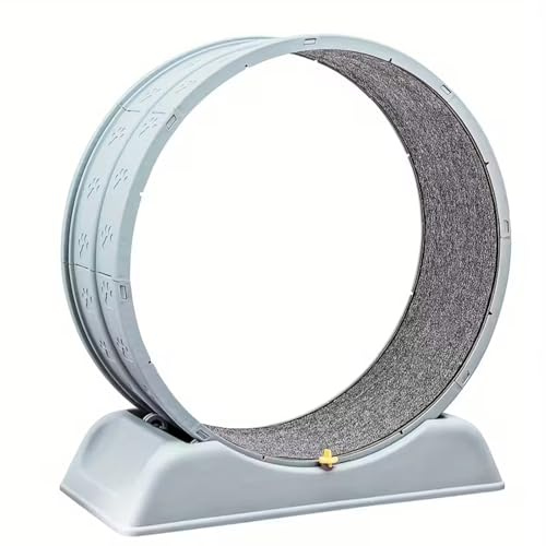 Ruota per gatti silenziosa, 80 cm, per interni, con freno, stabile, con tappeto morbido, rimovibile, per gatti, fitness, allenamento, grigio