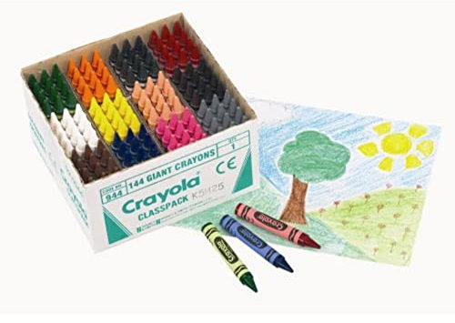 CRAYOLA Giant Crayons - Assorted Colours (Pack of 144) | Perfect for School Classrooms