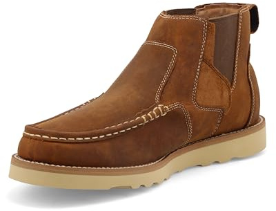 Twisted X Men's 4 Chelsea Wedge Sole Boot, Moc Toe, Oiled Saddle, 10.5 M