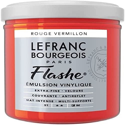Lefranc Bourgeois 300644 Flashe Acrylfarbe & Vinylfarbe, hochpigmentiert, elastisch, lichtecht, alterungsbeständig, matt, für den Innen- & Außenbereich, 125ml Topf - Zinnoberrot