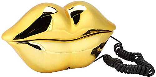 Telefono a forma di labbro, telefono a linea fissa a labbro, scrivania Telefono con filo divertente con funzione di memorizzazione del numero di telefono, regali per ragazze, feste/compleanni(Giallo)