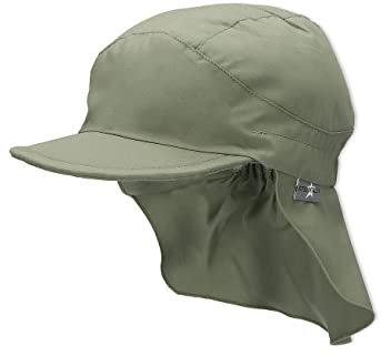 Sterntaler Schirmmütze Nacken Basic - Unisex Baby- und Kinder Mütze mit Nackenschutz - UV-Schutz 50+ Hut aus Popeline (Bio) - leichte Sommer Kopfbedeckung mit Gummiband - mattgrün, Größe 53