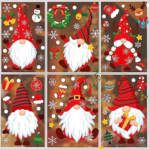 Fensterbilder Weihnachten Selbstklebend,Aivatoba Weihnachts Fensterbilder Kinder Winter Deko Schneeflocken Weihnachtsmann Hirsch Gross PVC Aufklebe Türen Fensterbilder Weihnachten Wiederverwendbar