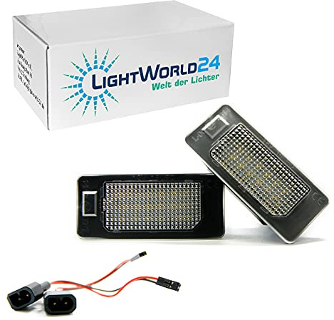 LIGHTWORLD24 iluminación LED de matrícula para BMW E39 E60 E61 E70 E71 E72 E82 E88 E90 E91 E92 E93 con homologación E – luz de matrícula 6000K blanco xenón