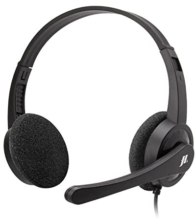 Music Hero Cuffie Workmate a filo regolabili con microfono orientabile, cavo jack 3,5mm per smartphone, pc, tablet, adatti per smart working, call center, dirette streaming, didattica a distanza, Nero