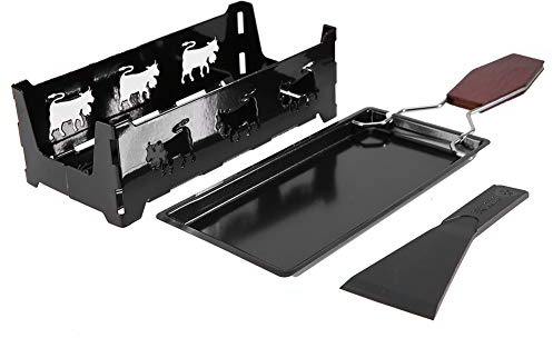 Tbest Portable Non Stick Cheese Raclette Rotaster Baking Tray Stove with Wodd Handle Grilling Tool Single Raclette,Raclette,Individual Raclette, to, Raclette Maker,