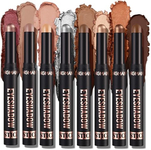 8 Colori Ombretto Sticks Set, Matita Occhi a Lunga Durata, Penna Shimmer, Bastoncini per Il Trucco Degli Occhi (Set A)