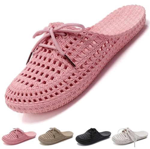 VEXITO Chausson Claquette Femme Été Sabots Sandales Pantoufle Plastique Chaussure Antiderapante Legere Réglable Souple Jardin Douche Bride Piscine Mer Bain Plage Rose Pointure 36 37 /230mm