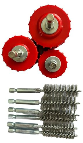 GINTBN Copper Pipe Cleaner for Drill, 1/2” 3/4” 1” Tube Cleaning Brush for Copper, Bronze, Brass Pipes and Tubes for Soldering, Stainless Steel Wire Bore Brushes for Power Drill, Plumbing Tools