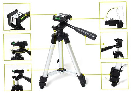 Homoyoyo Soporte Triangular De Aleación De Aluminio Trípode De Secciones Ajustable Trípode para Teléfono Móvil Portátil De Aluminio para Exteriores