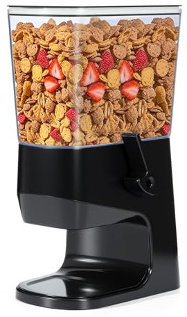 Tokokimo Müslispender, Zerkleinert Keine Cerealien Beim Ausgeben, 3,2 L Cereal Dispenser & Cornflakes Spender, Ideal Für Süßigkeiten, Nüsse, Bohnen, Granola（Schwarz, 1er-Set）