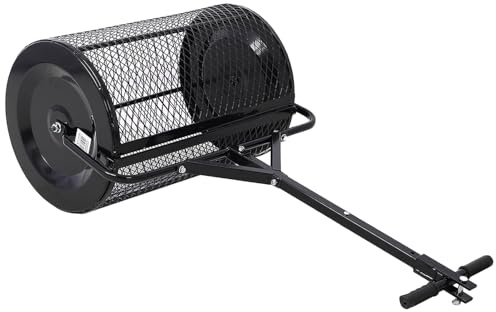 Torvmossspridare 36 tum, kompostspridare metallnät, 2 i 1 ATV och T-format handtag för plantering av sådd, gräsmatta och trädgårdsskötsel Gödselspridare, YYUE-