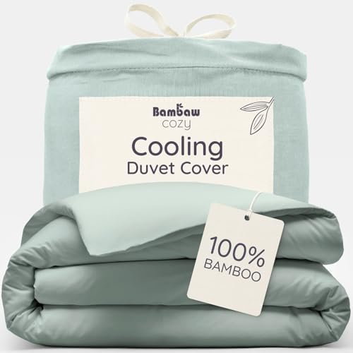 Bambaw Funda Nordica 220 x 240 Bambu, para Cama 150/160 cm, Sabanas Frias para el Verano y el Invierno, Sabana Bambu Refrescante, Antiacaros y Suave, Funda Nórdica 240x220 cm (Verde Agua)
