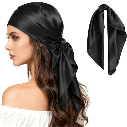 MESU Large Square Scarf 35 Headscarf for Women Hair Bandanas | Silk Head Scarf, Shiny, Soft, Smooth