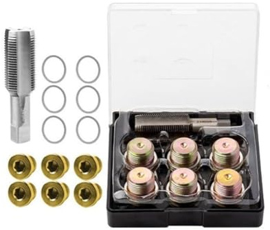 Kit di riparazione filettatura rubinetto scarico olio, 13 pezzi M13-M20 × 1,5 mm, set di rubinetti metrici, in scatola di stoccaggio, strumento di ripristino filettatura in acciaio temprato per