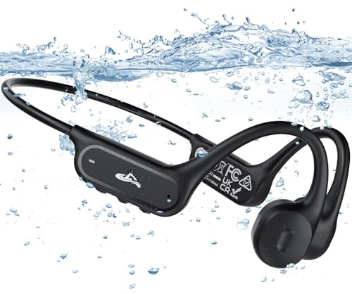 Guudsoud Casque Conduction Osseuse,Bluetooth 6.1 Écouteur Natation sans Fil,Lecteur MP3 avec mémoire intégrée de 32 Go,Ecouteur Waterproof Natation, Casque Piscine pour Sport, Cyclisme, Fitness