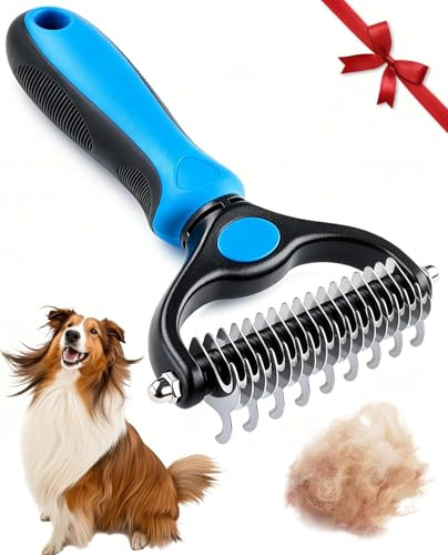 LENGAIJIN Dematting Comb for Dogs and Cats, Undercoat Rake Pet Brush for Long Hair, Deshedding Dog Brush Removes Tangles Knots and Loose Fur, Grooming Tool for Thick Coats
